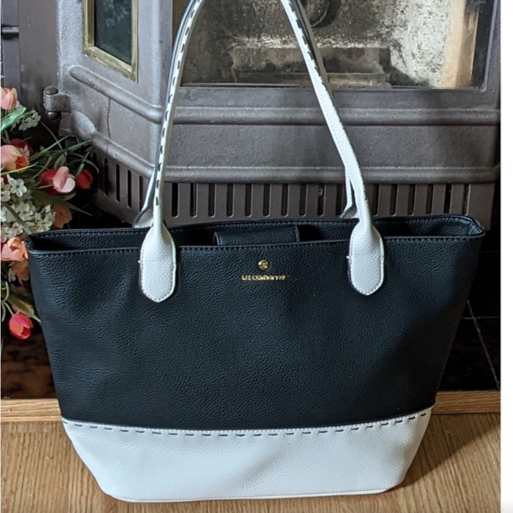 Liz Claiborne Black and White Purse/Tote Bag - VGUC